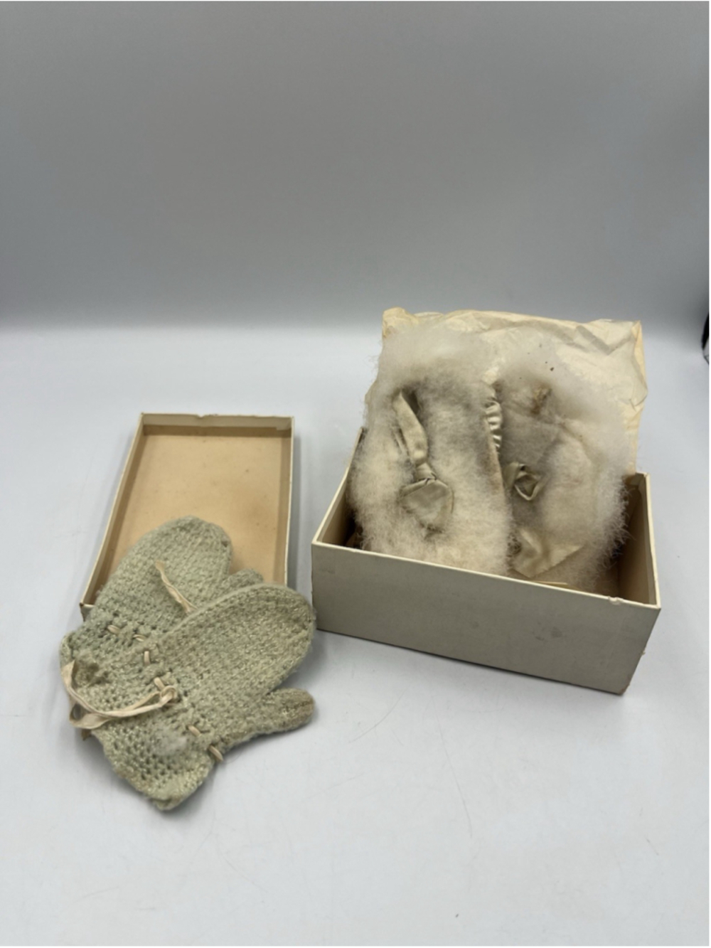 Vintage 1940’s Hand Crocheted Baby MITTINS/ ANTIQUE BootiesAS WELL See Pictures